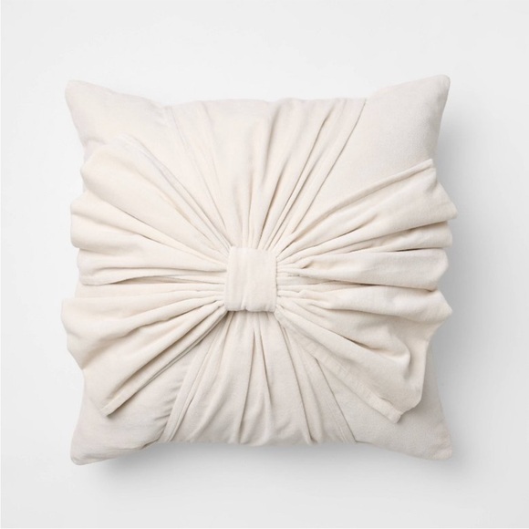 Studio McGee Other - 20"x20" Velvet Bow Throw Pillow Cream - Threshold™ designed with Studio McGee